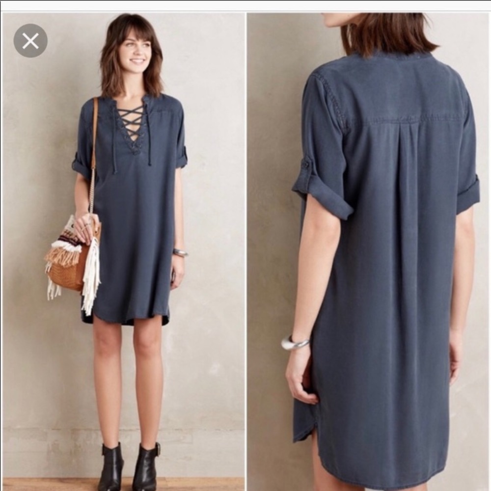 Cloth & Stone Navy Utility Lace Up Dress
